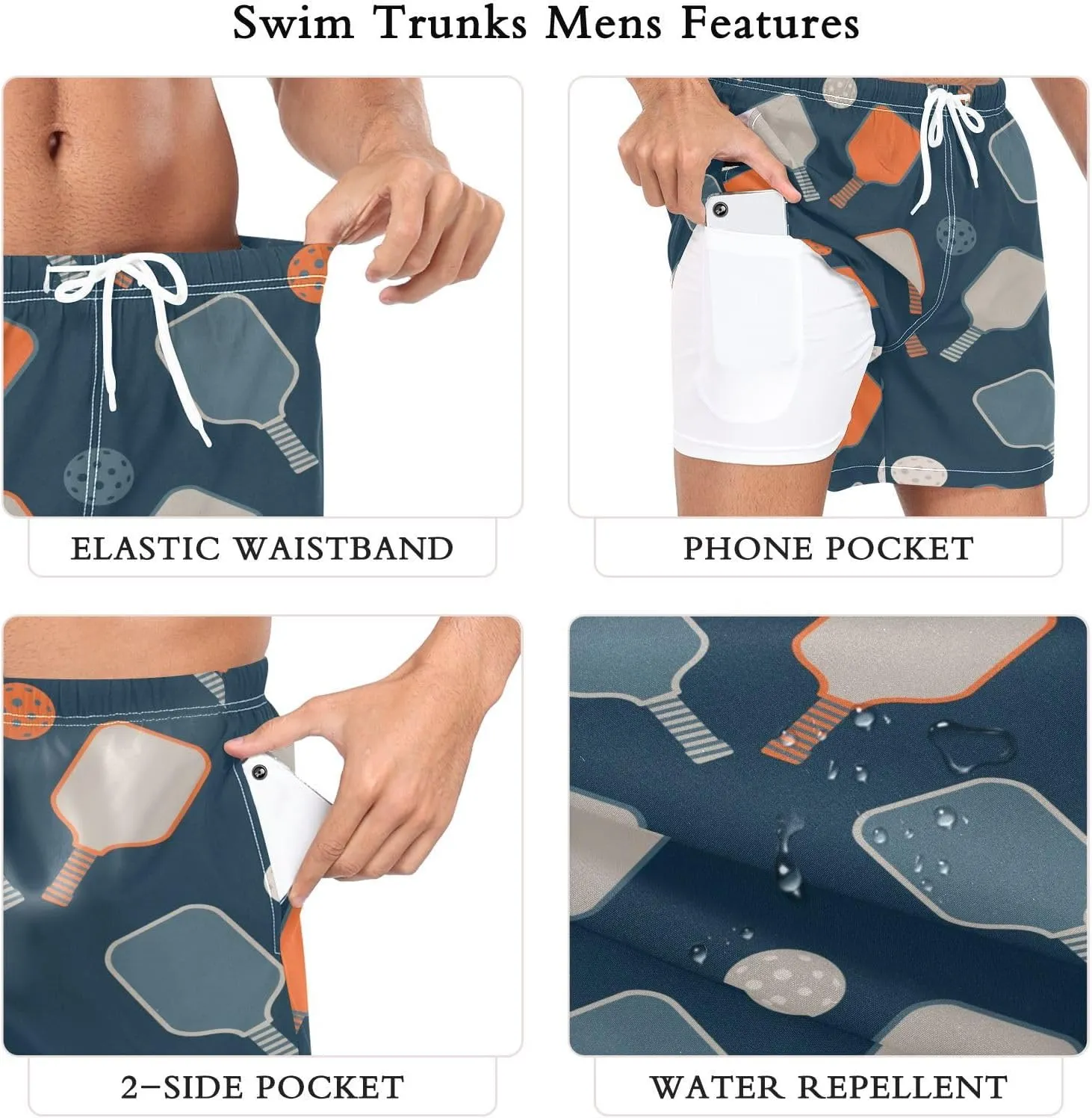 QUGRL Mens 2 in 1 Athletic Shorts with Pockets Quick Dry Running Shorts for Men Training Workout Gym Sports Outdoor