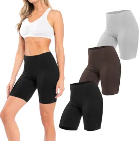 Sexy Basics Womens Ultra Soft Yoga Bike Short | Stretch Boxer Briefs | Multi Packs