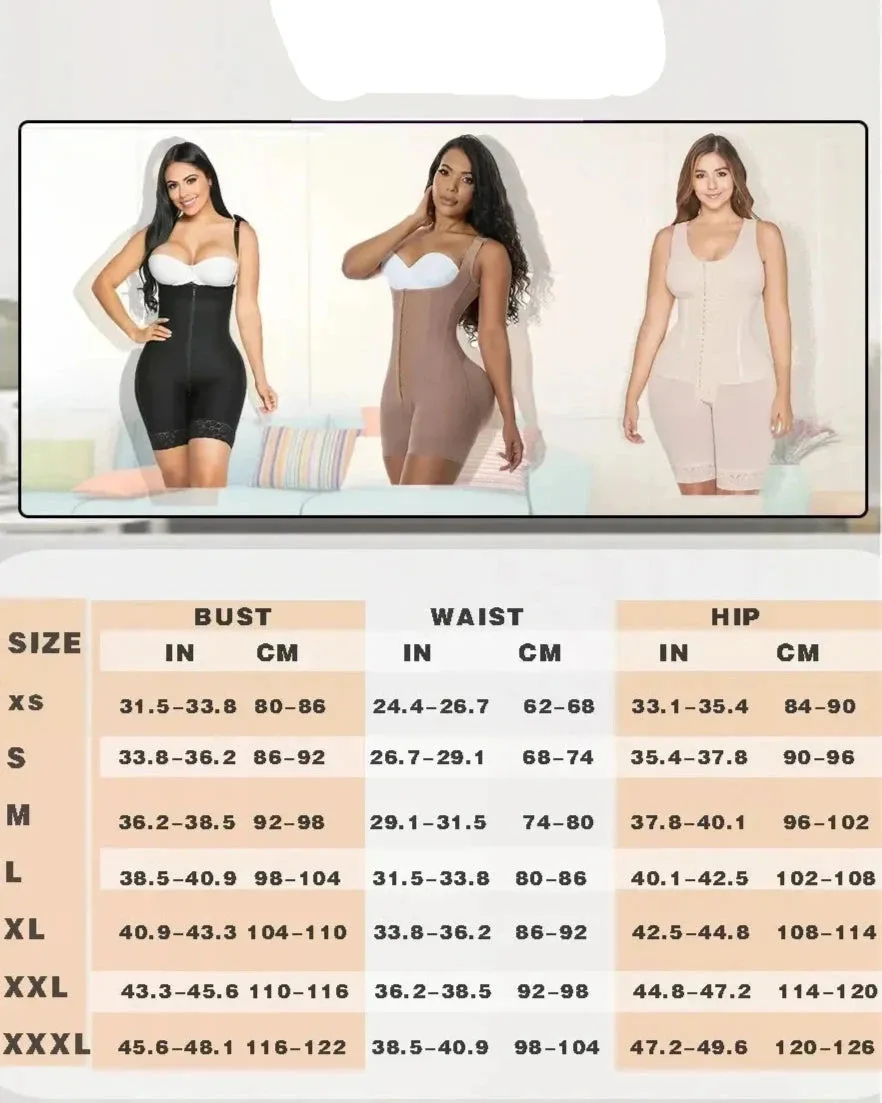 Shapewear Bodysuit Fajas Colombianas | Corrective Girdle with Tummy Control | Post Liposuction & BBL Slimming Open Bust Waist Trainer