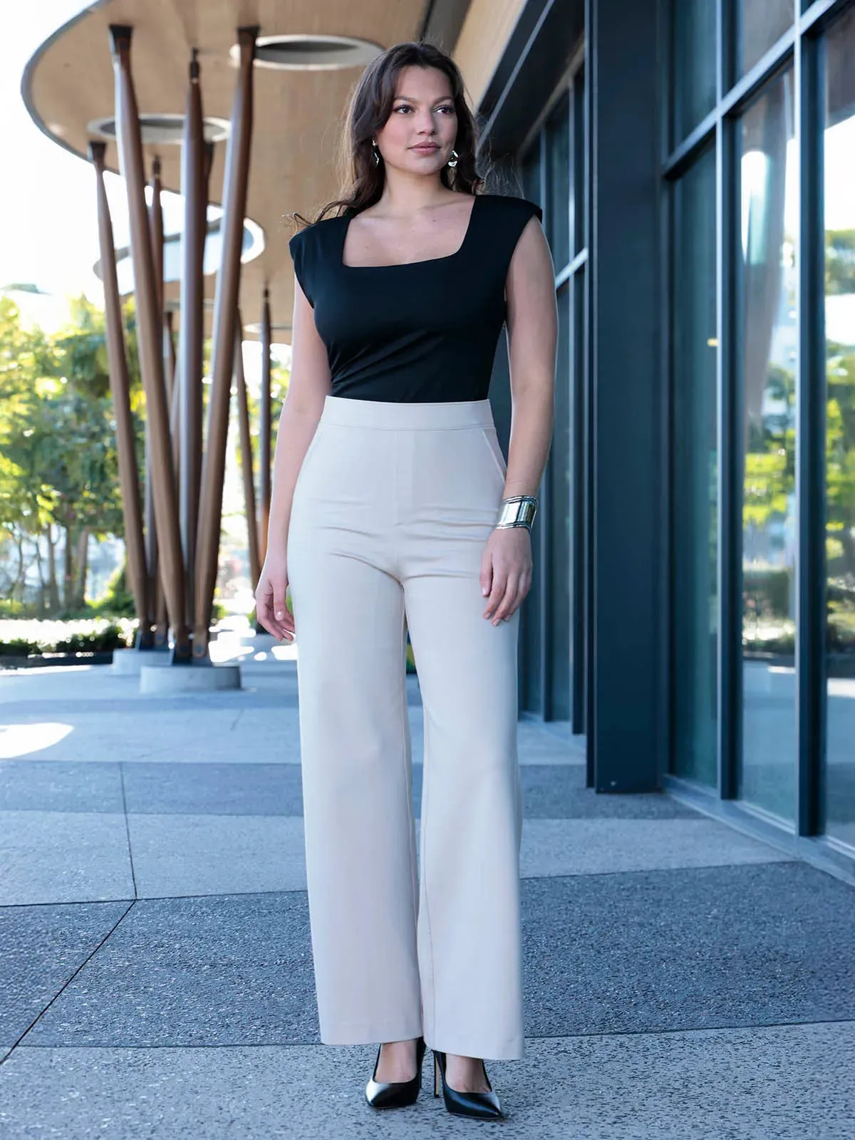 Shapewear Executive High Waisted Wide-Leg Ponte Pants