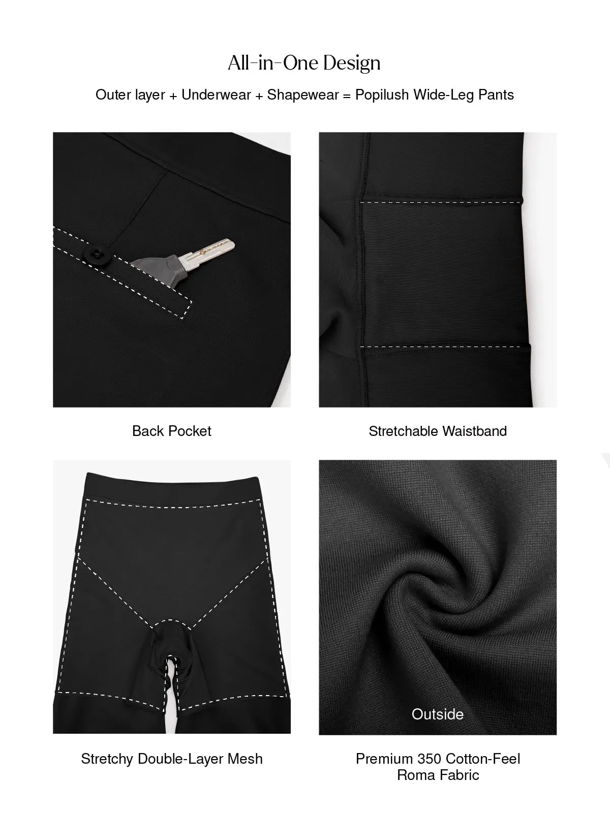 Shapewear Executive High Waisted Wide-Leg Ponte Pants