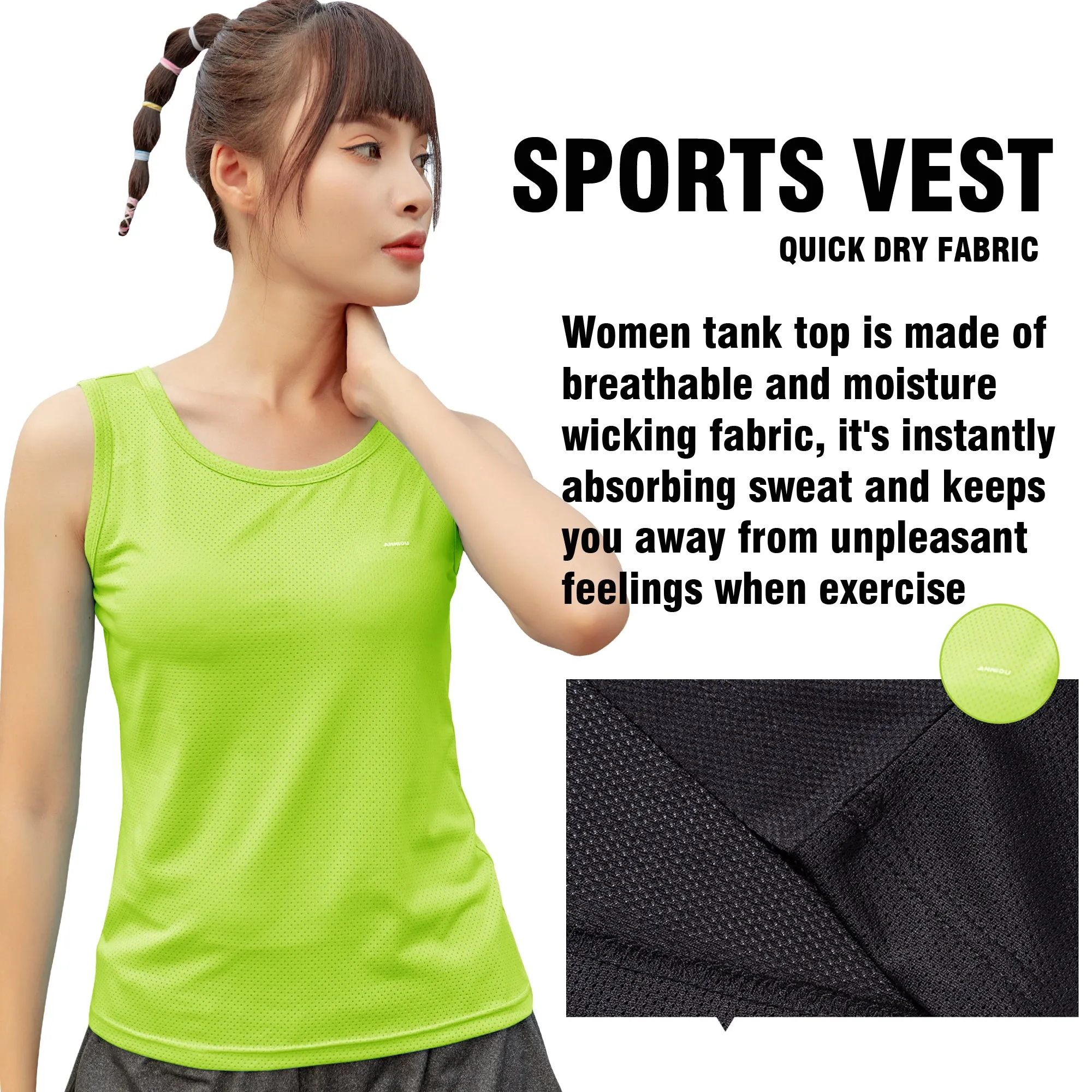 Sidiou Group Anniou Sports Vest Leisure Yoga Gym Training Sleeveless Running Top Quick Dry Vest