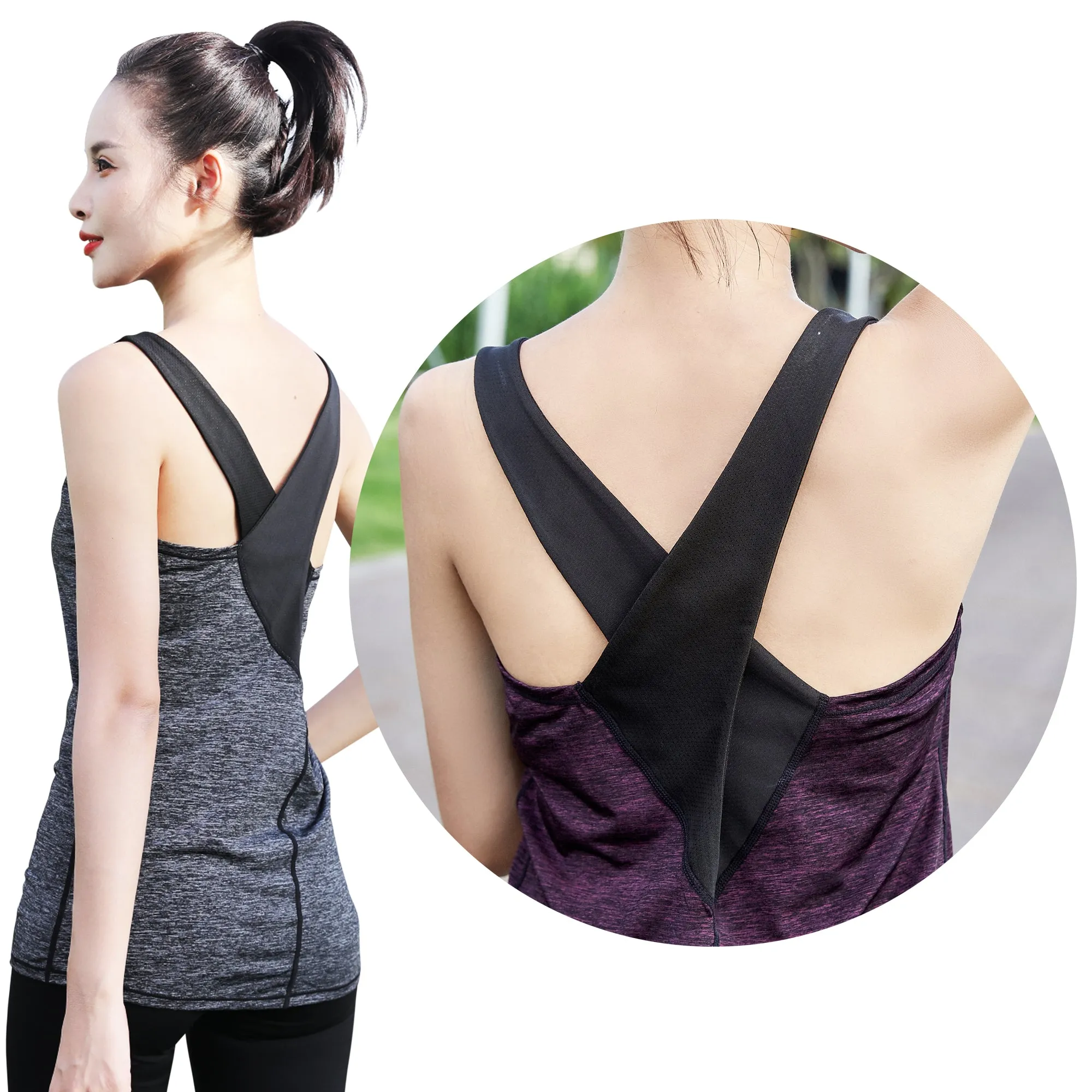Sidiou Group Anniou Sun Protection Tank Top Women Sports Vest Casual Fitness Workout Training Sleeveless Yoga Vest