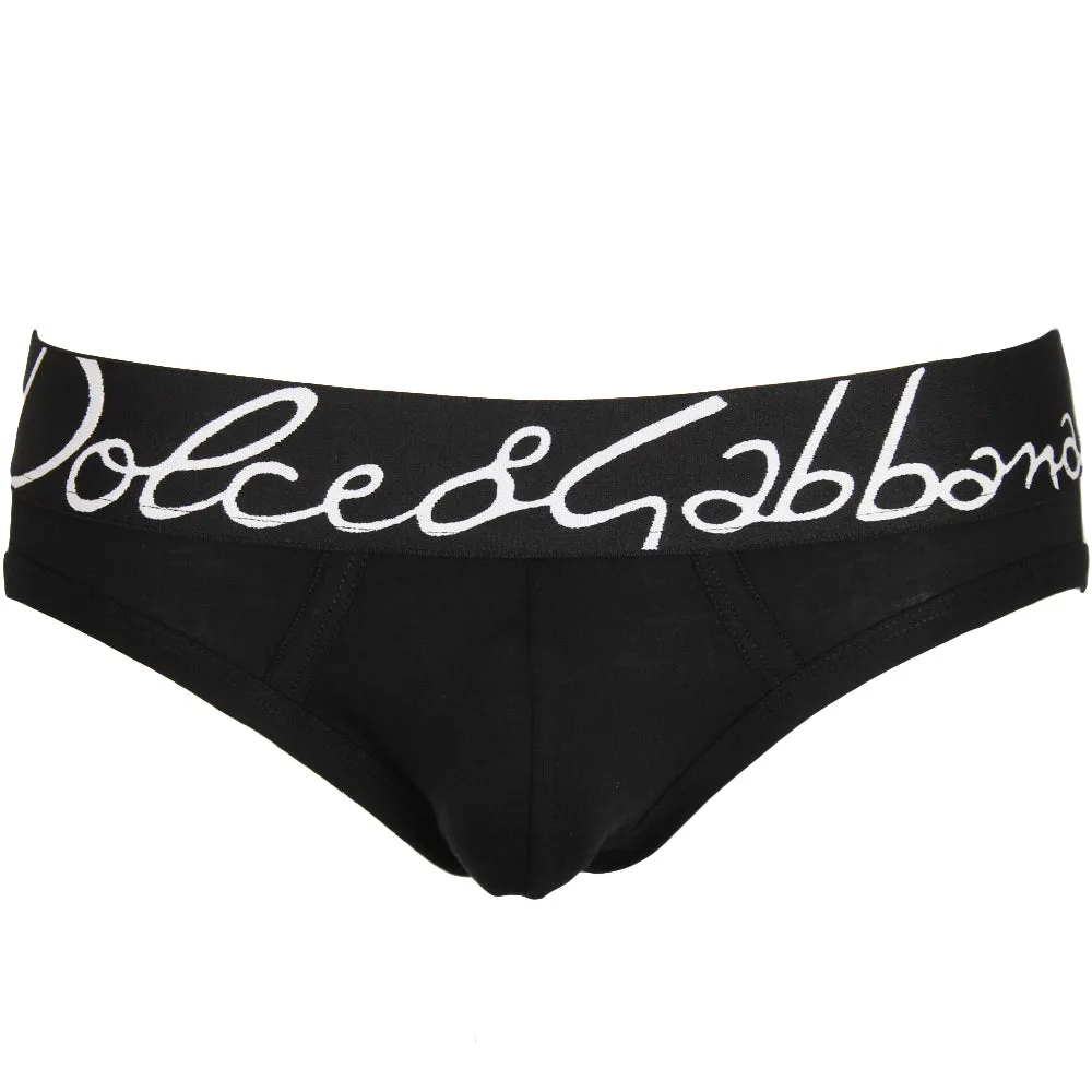 Stretch Cotton Mid-Rise Briefs, Black