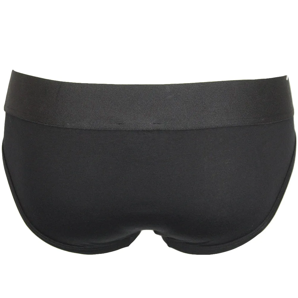 Stretch Cotton Mid-Rise Briefs, Black