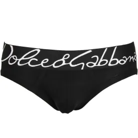 Stretch Cotton Mid-Rise Briefs, Black