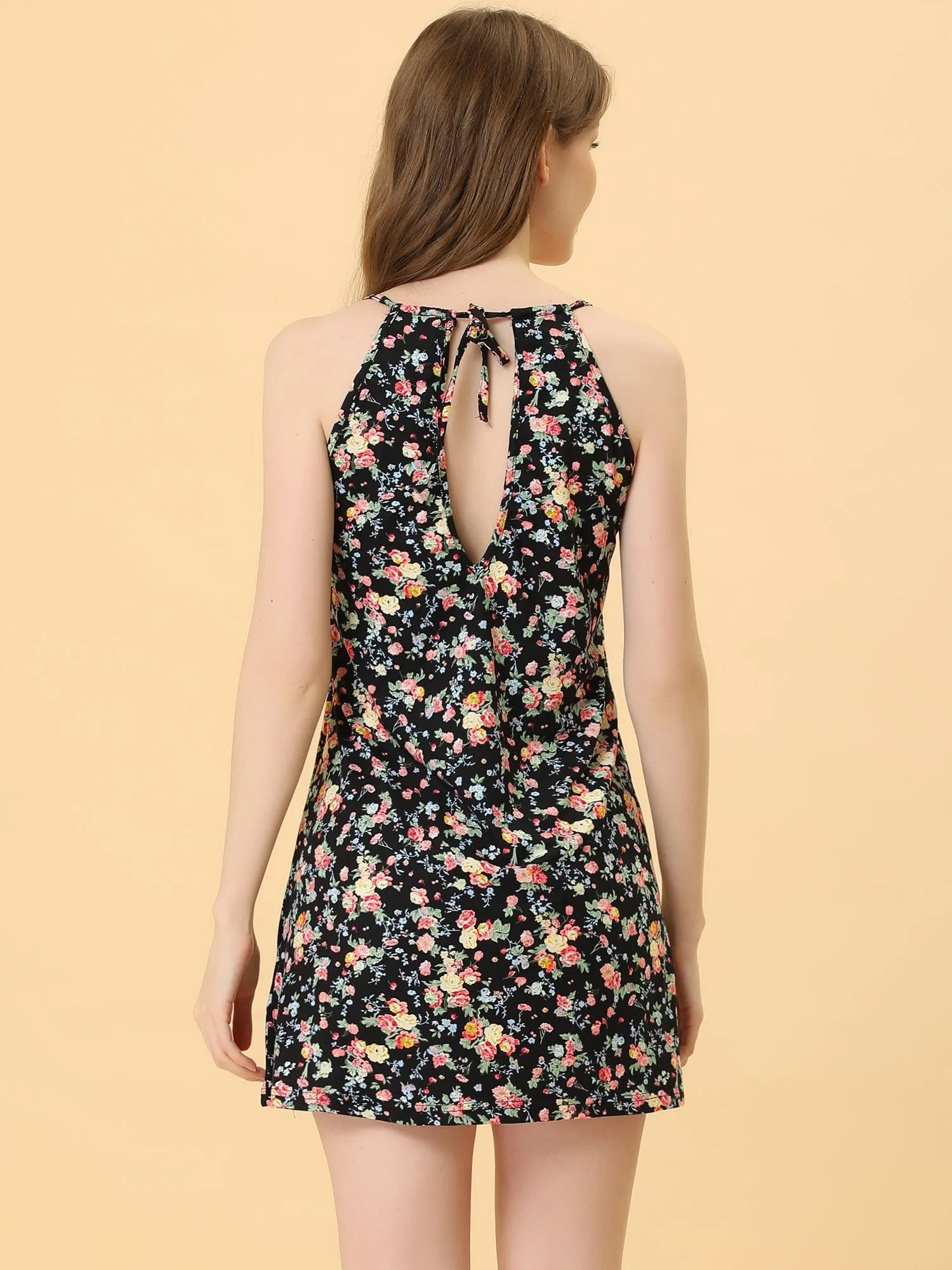 Summer Sleeveless Print Cami Slip Sleepdress Nightgown Pajamas
