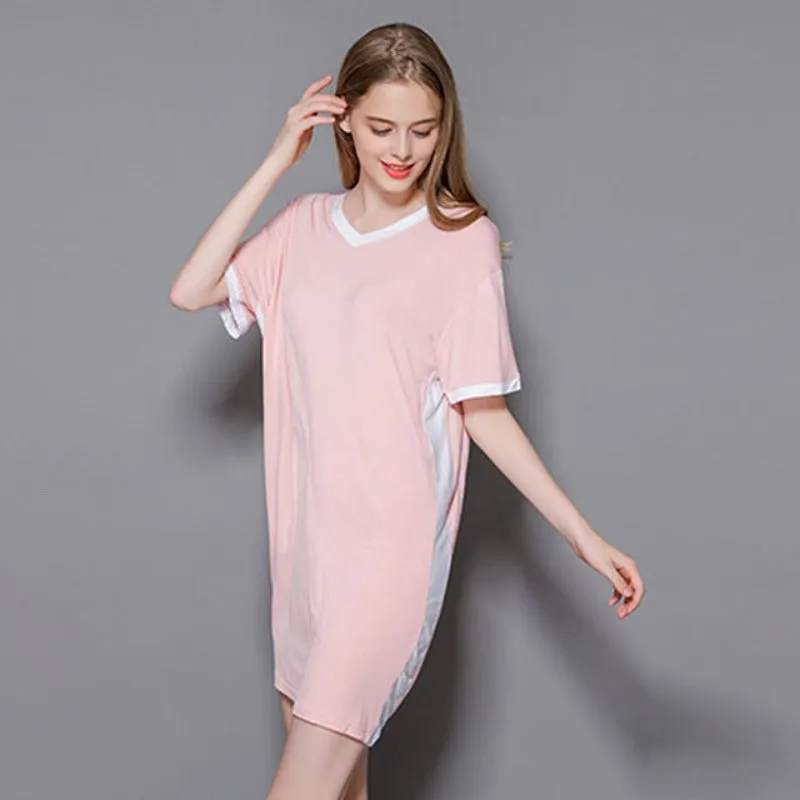 The Solid V-Neck 1 Piece Pajama Top