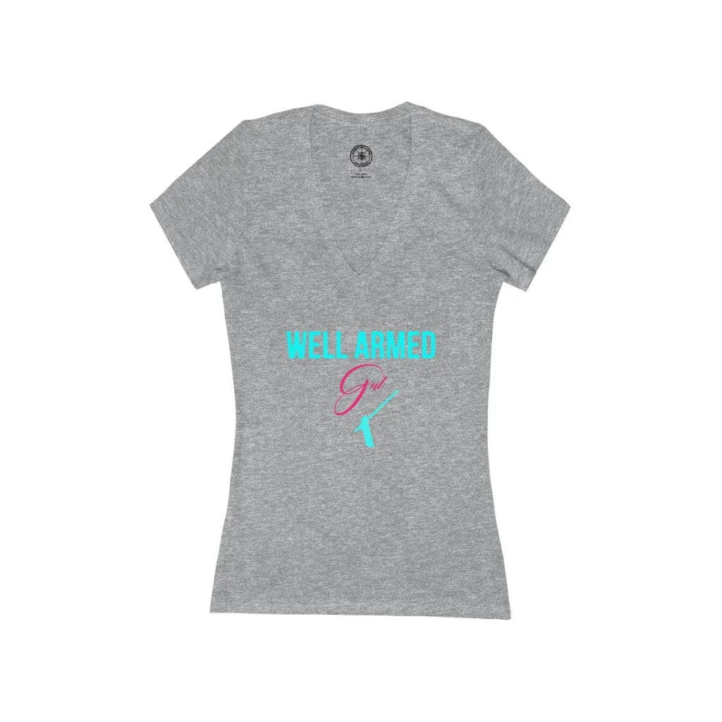 TRA "Well Armed Diva" Women's t Sleeve Deep V-Neck Tee