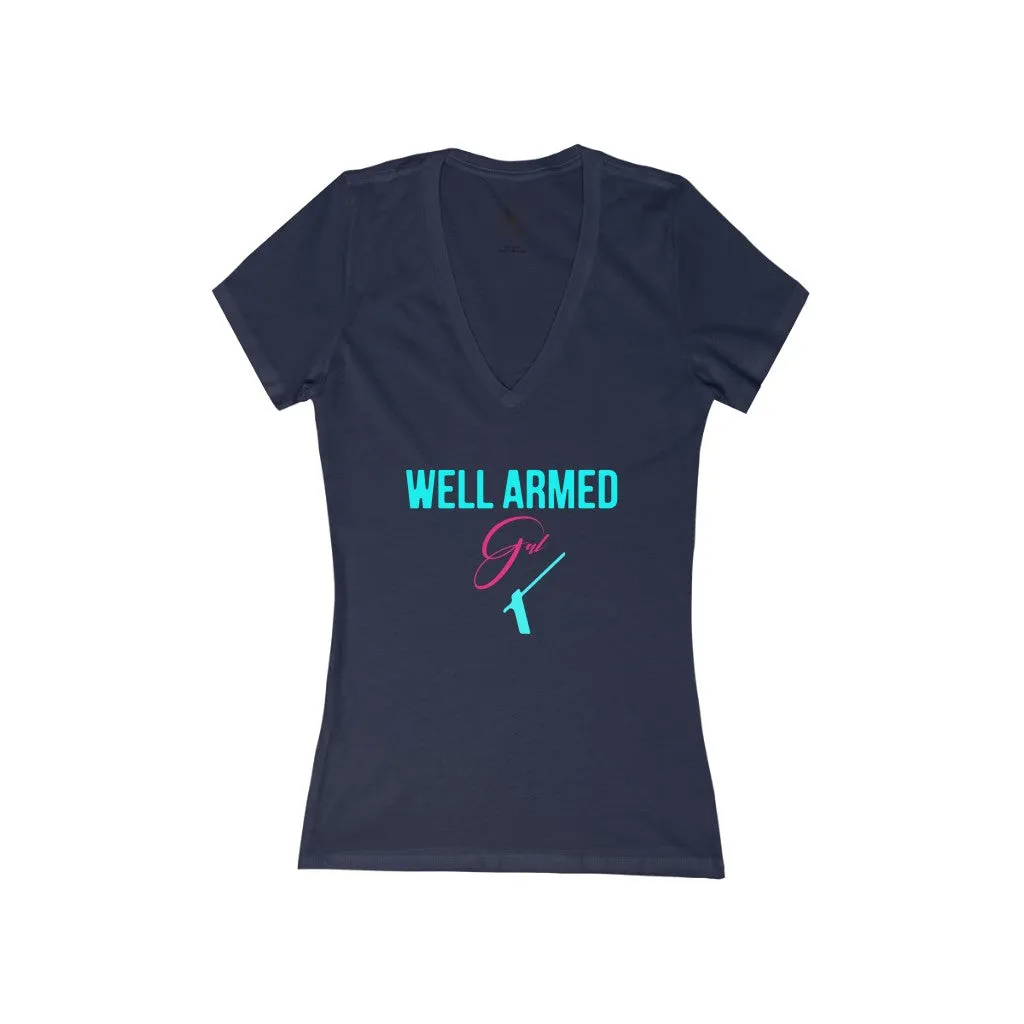 TRA "Well Armed Diva" Women's t Sleeve Deep V-Neck Tee