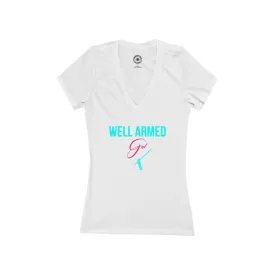 TRA "Well Armed Diva" Women's t Sleeve Deep V-Neck Tee