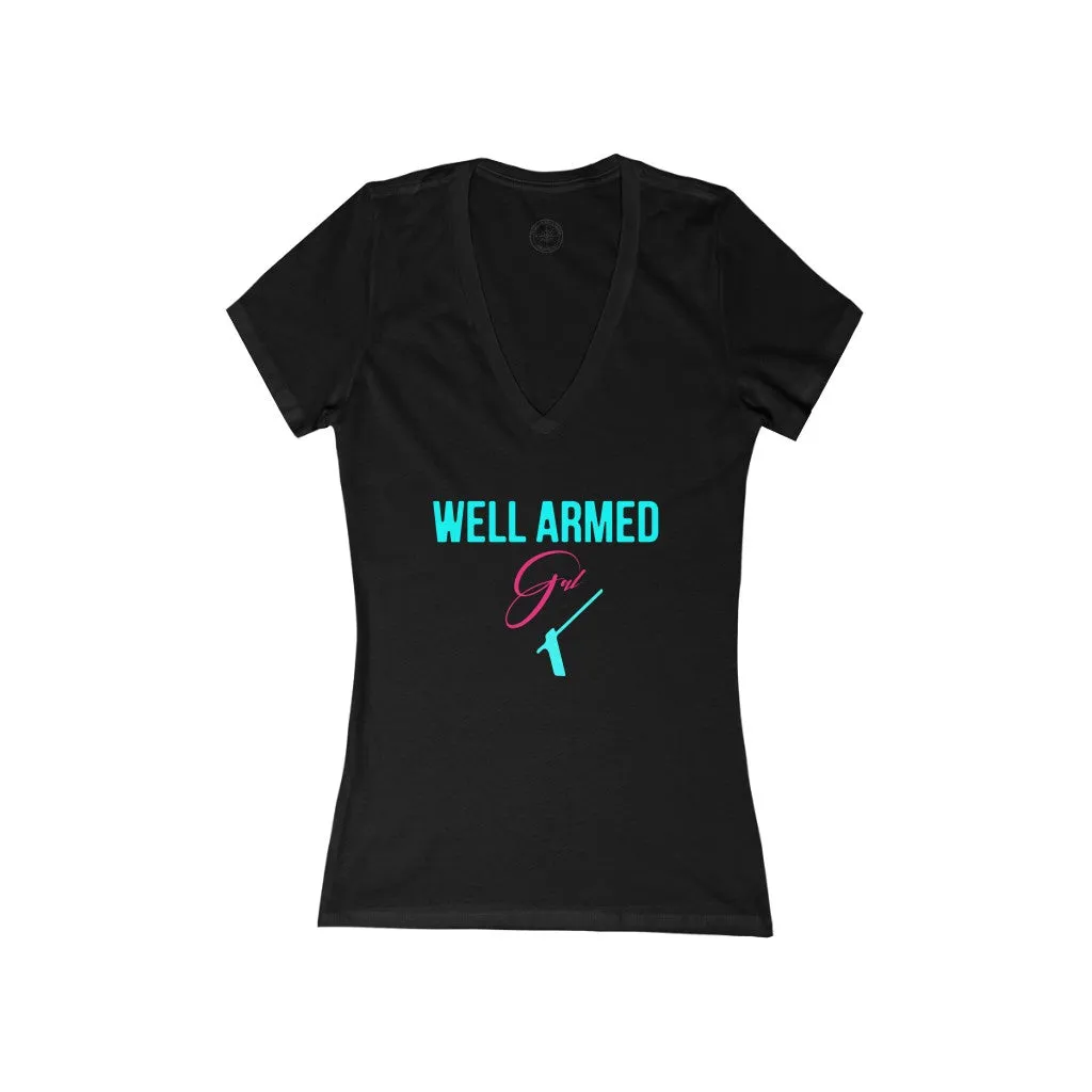 TRA "Well Armed Diva" Women's t Sleeve Deep V-Neck Tee