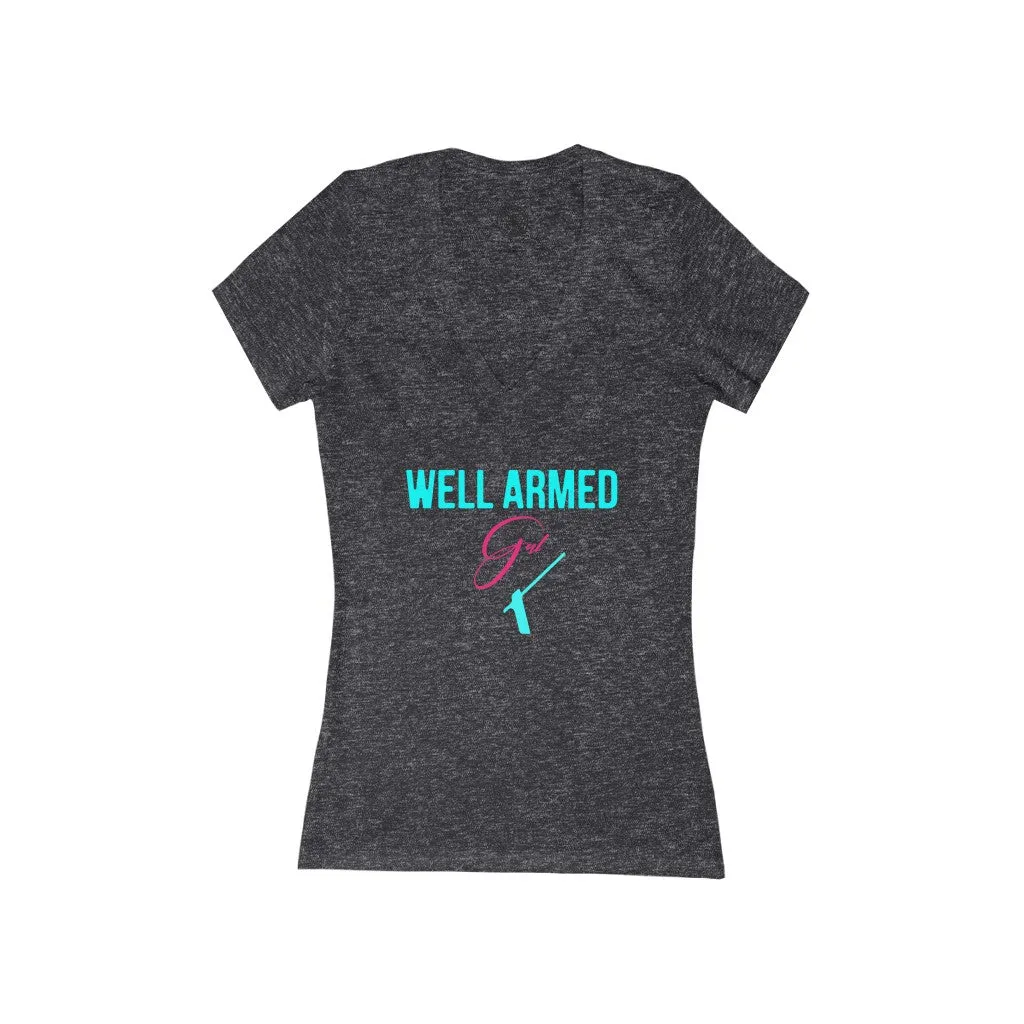 TRA "Well Armed Diva" Women's t Sleeve Deep V-Neck Tee