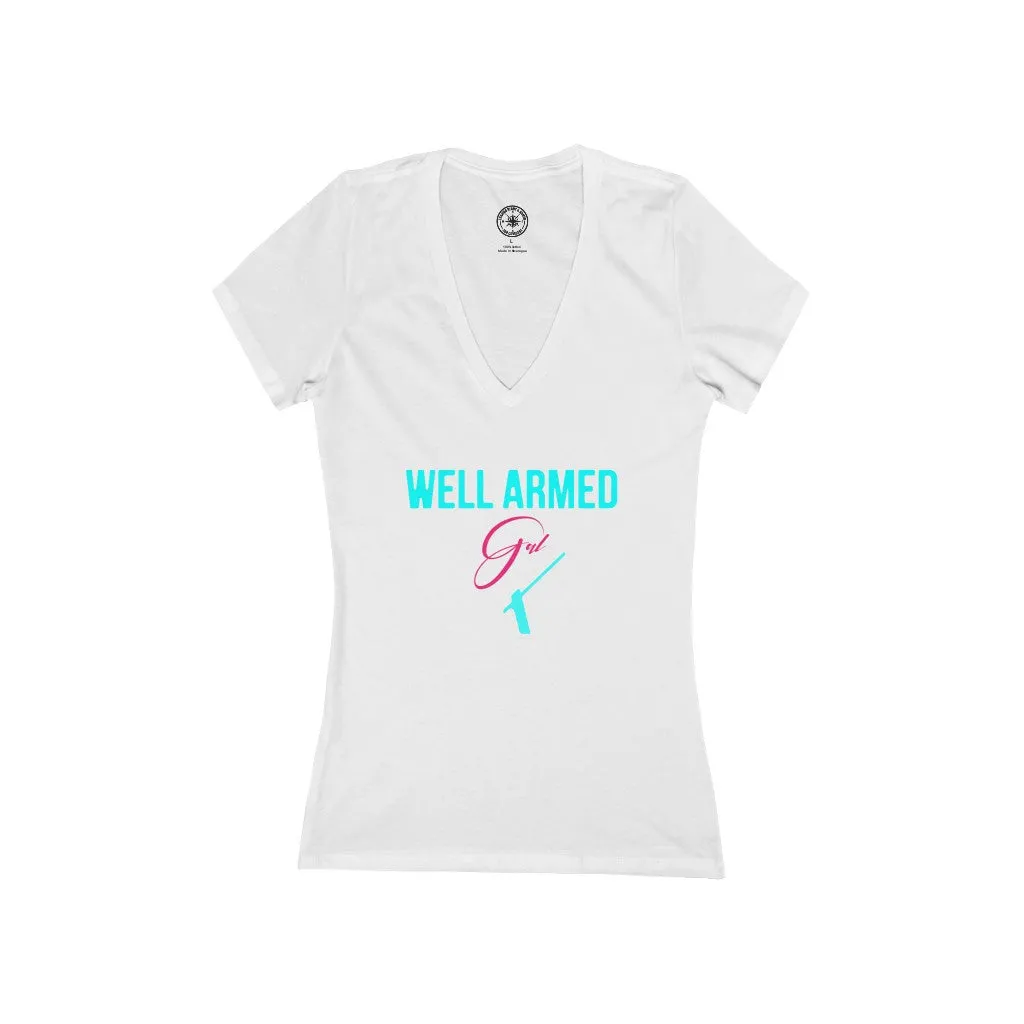 TRA "Well Armed Diva" Women's t Sleeve Deep V-Neck Tee