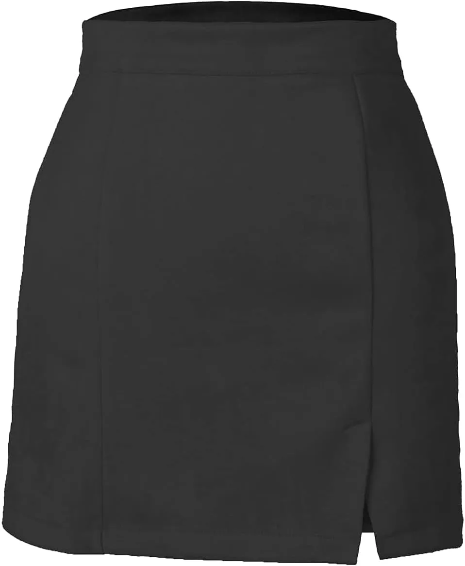 Umenlele Women's Basic Split Hem High Waist Suede Mini Pencil Bodycon Skirt