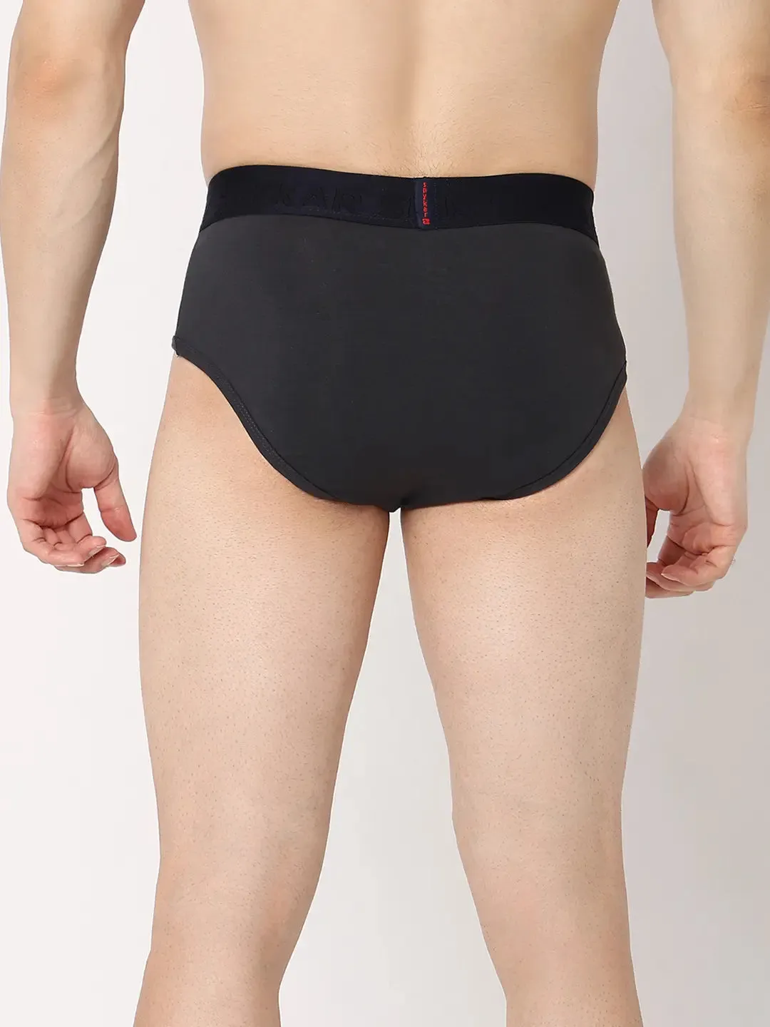 Underjeans By Spykar Men Premium Grey & Maroon Cotton Blend Regular Fit Brief - Pack Of 2