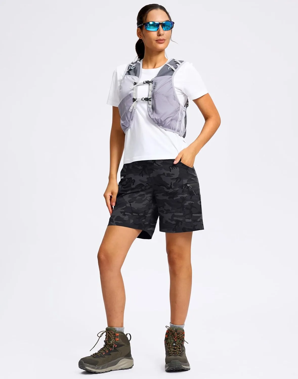 Viodia Women's 7" Hiking Cargo Shorts with Pockets Quick Dry Lightweight Shorts for Women Golf Casual Summer Shorts