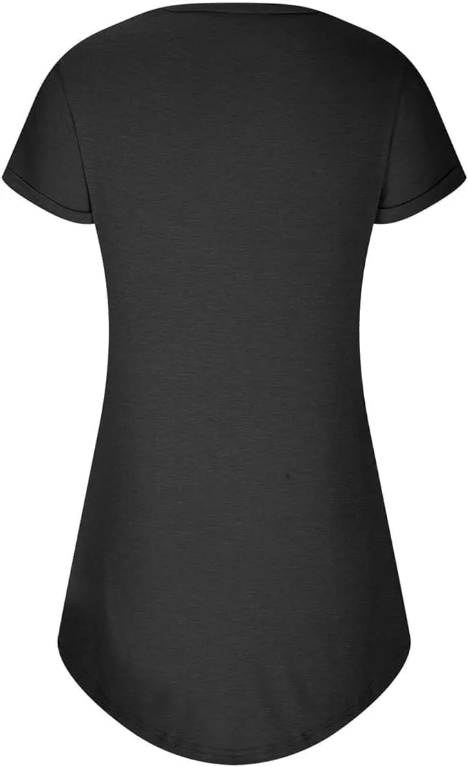 Women's Fashion Casual Sport Roll Sleeve Tennis Dress Beach A Line T-Shirt Dresses Cover Up Sundress with Pockets