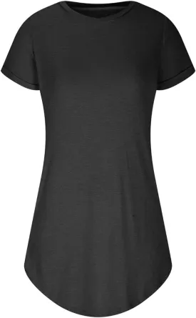 Women's Fashion Casual Sport Roll Sleeve Tennis Dress Beach A Line T-Shirt Dresses Cover Up Sundress with Pockets
