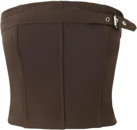 Women's Layered Shorts Set - Strapless Tank & Belted Pleated Skirt with Built-In Shorts