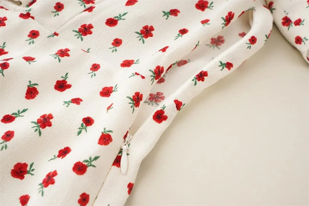 Women's Print Holiday Midi Dress Short Sleeve Turn-Down Collar Waist Cinching with Buttons Robes Dresses