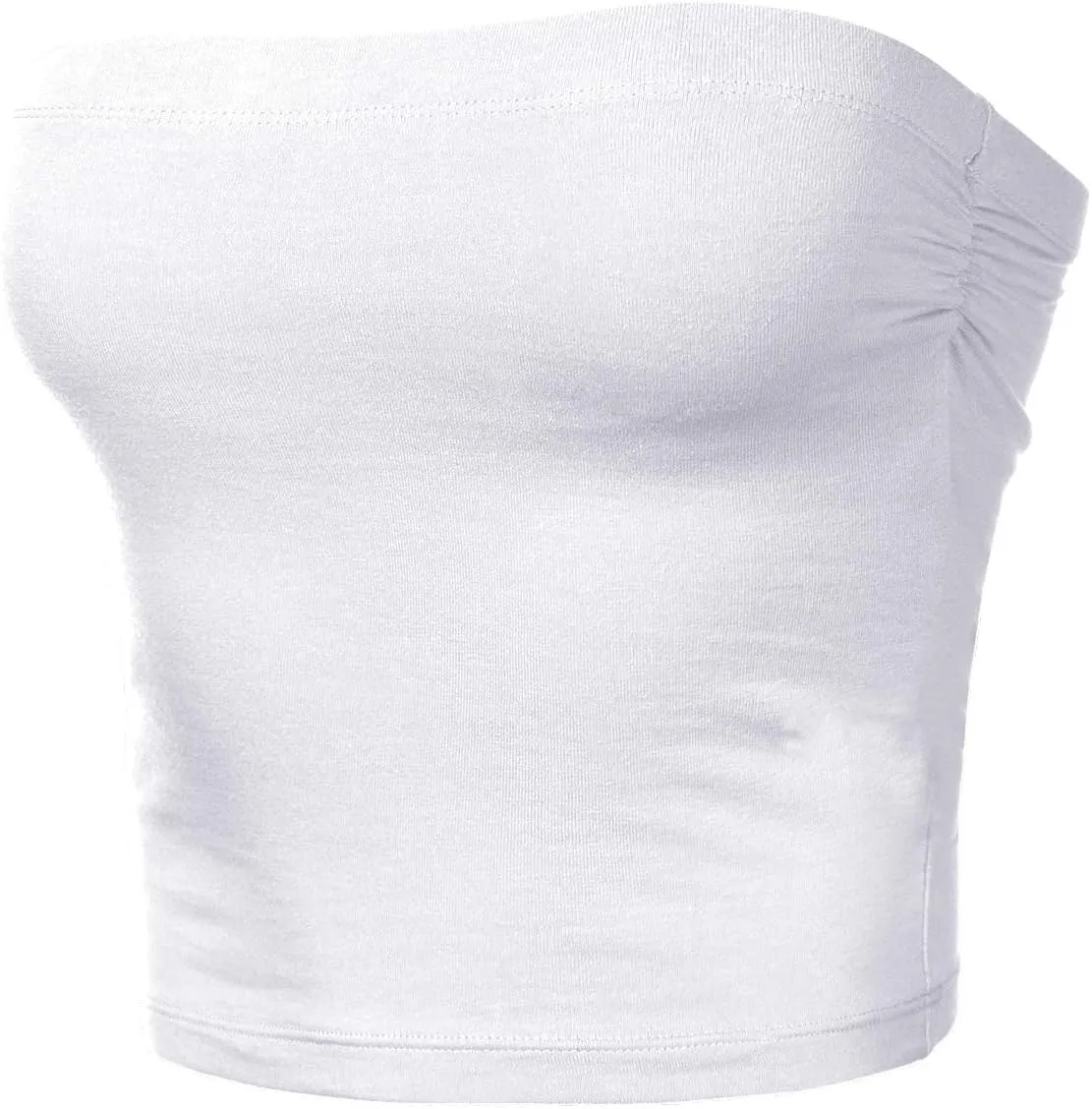 Women's Shapewear Tube Tops Strapless Ruched Built-in Shelf Bra Casual