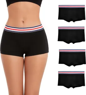 ZLYC Women's Cotton Sporty Boy Shorts Panties Breathable Stretch Workout Underwear Boxers