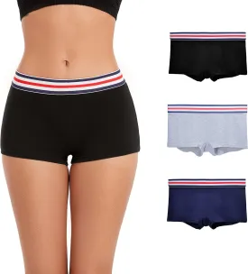 ZLYC Women's Cotton Sporty Boy Shorts Panties Breathable Stretch Workout Underwear Boxers