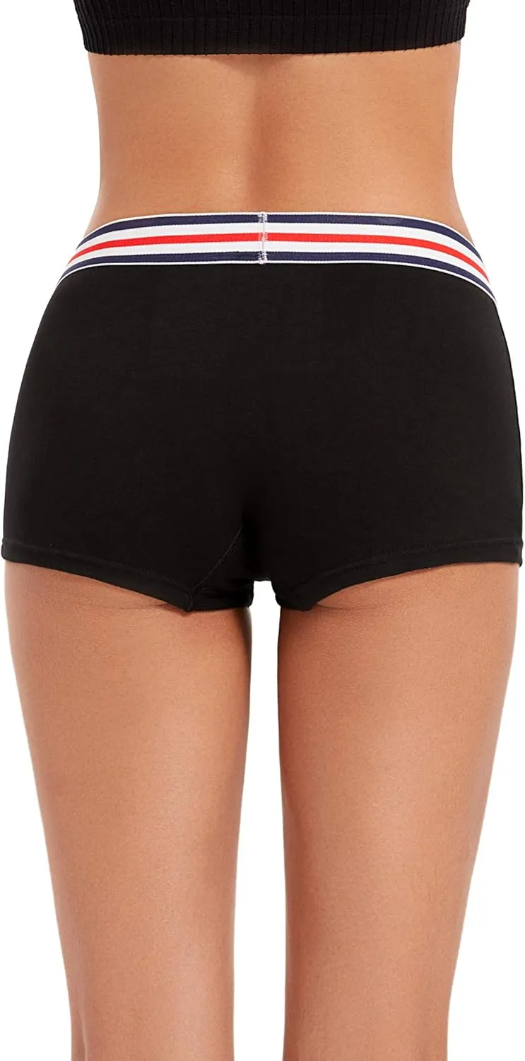 ZLYC Women's Cotton Sporty Boy Shorts Panties Breathable Stretch Workout Underwear Boxers