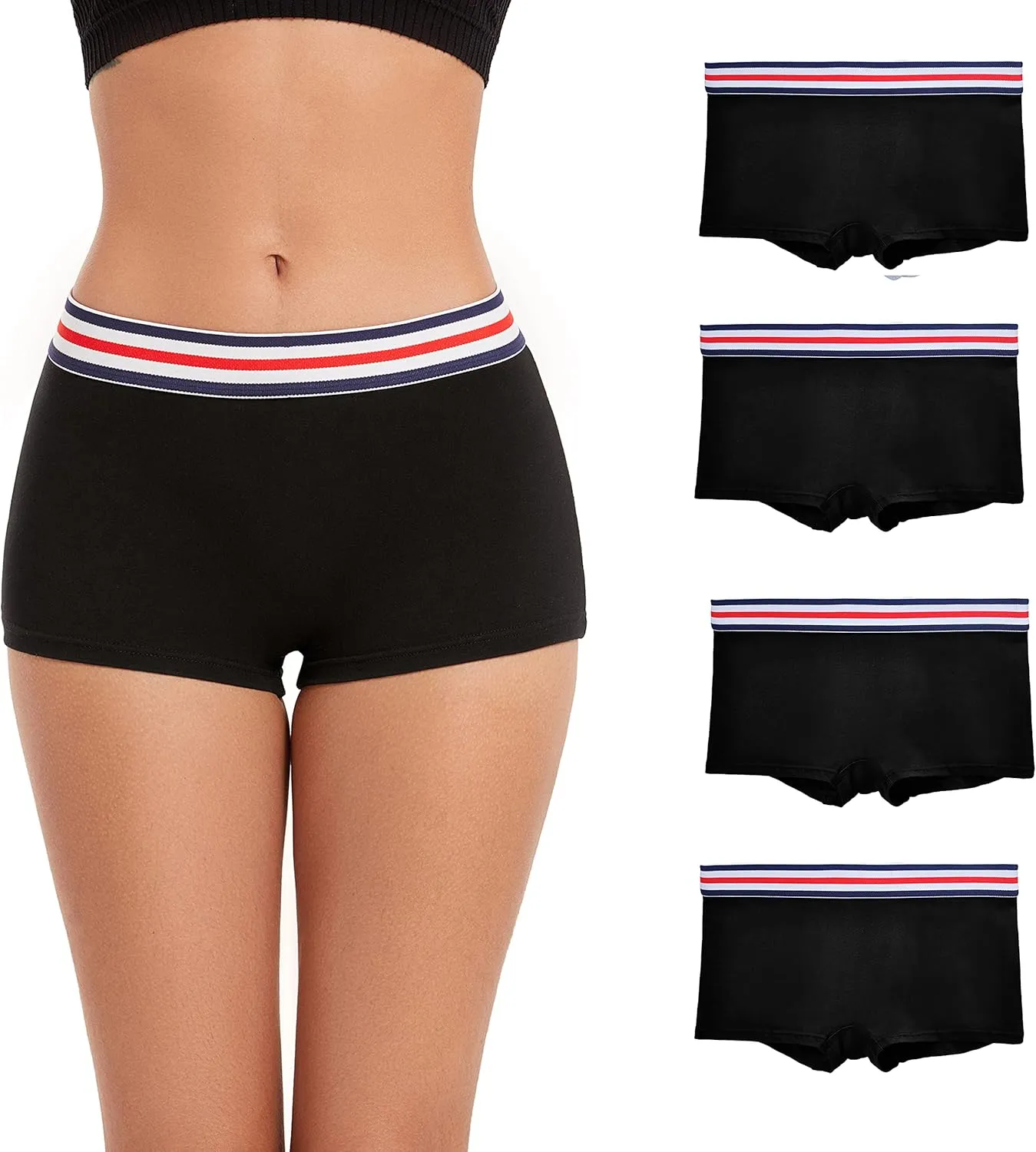ZLYC Women's Cotton Sporty Boy Shorts Panties Breathable Stretch Workout Underwear Boxers